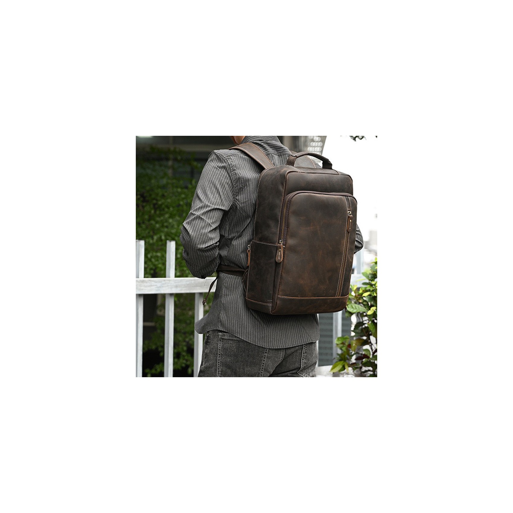 Мужской кожаный рюкзак Fincher темно-коричневый