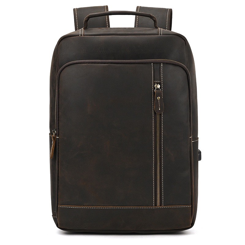 Мужской кожаный рюкзак Fincher темно-коричневый - 9 фото