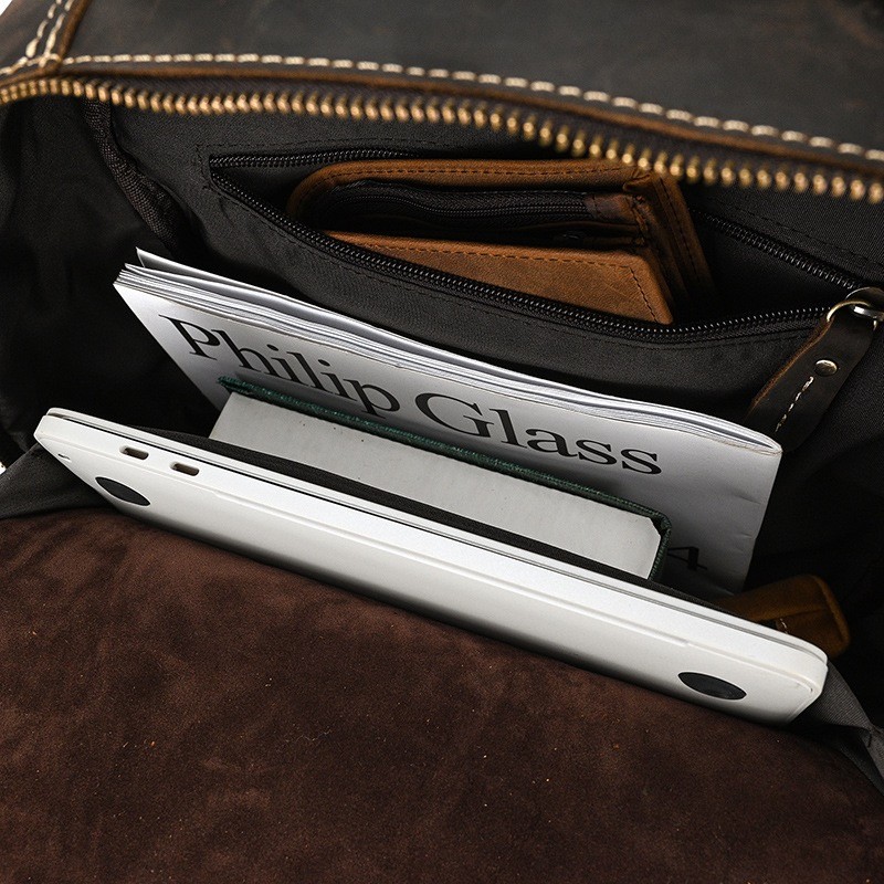 Мужской кожаный рюкзак Fincher темно-коричневый - 13 фото