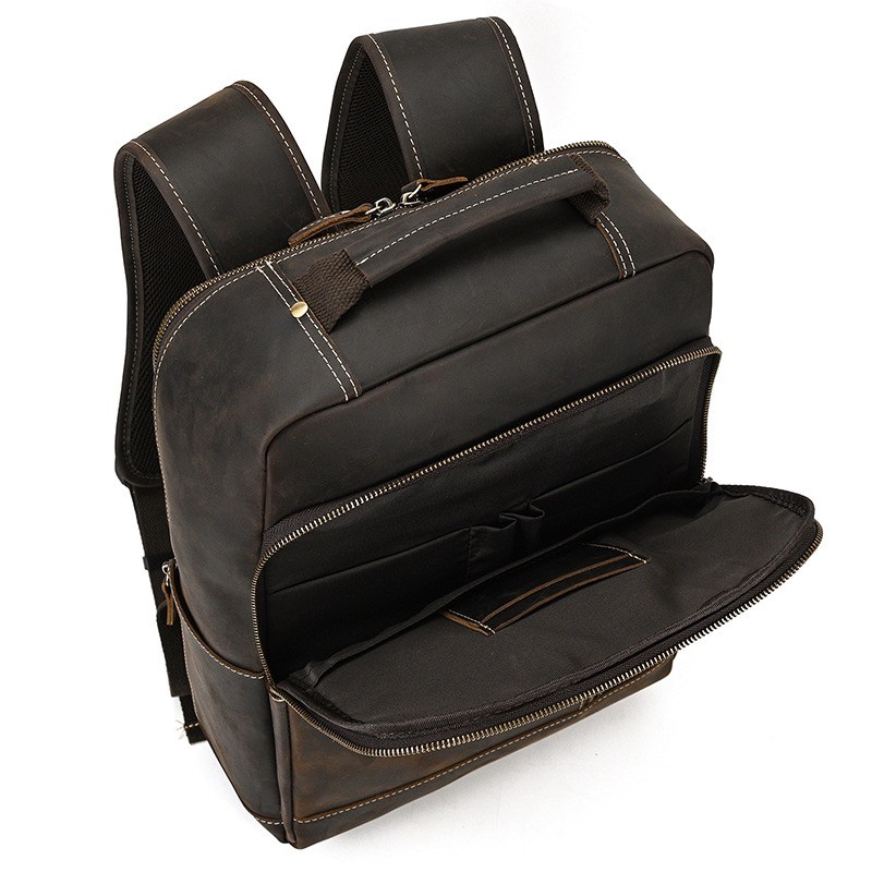 Чоловічий шкіряний рюкзак Fincher темно-коричневий - 10 фото