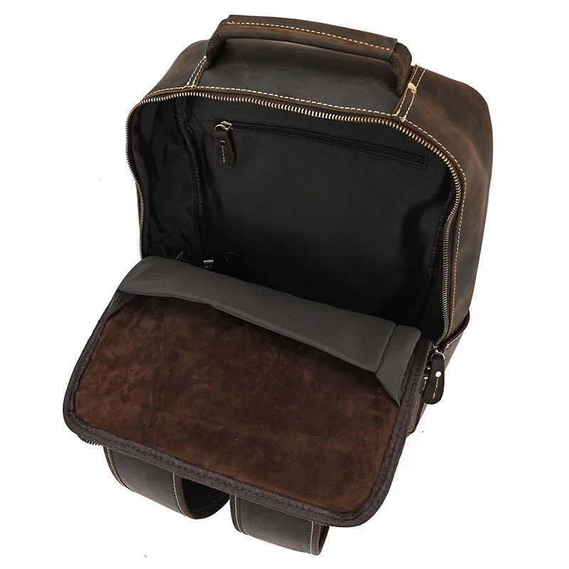 Мужской кожаный рюкзак Fincher темно-коричневый - 11 фото