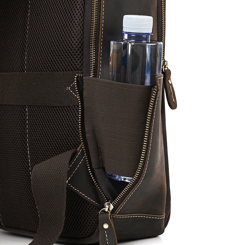 Мужской кожаный рюкзак Fincher темно-коричневый - 23 фото