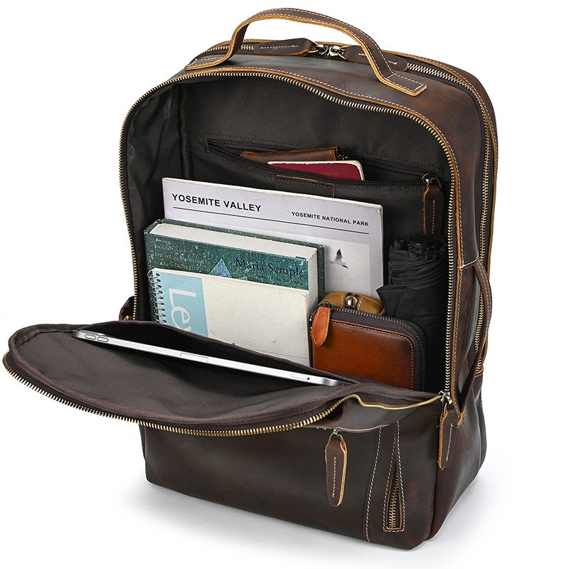 Чоловічий рюкзак шкіряний Portland темно-коричневий - 6 фото