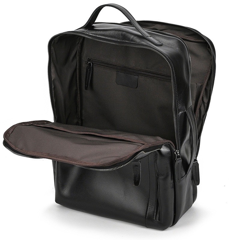 Мужской кожаный рюкзак Portland черный - 6 фото