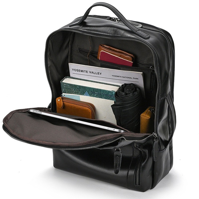 Чоловічий рюкзак шкіряний Portland чорний - 7 фото