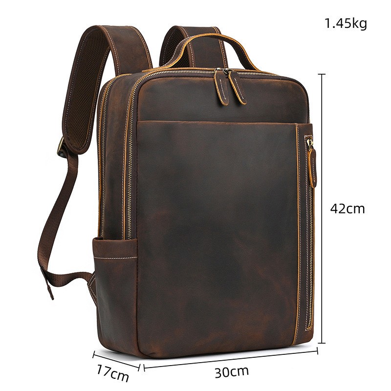 Чоловічий рюкзак шкіряний Portland темно-коричневий - 8 фото