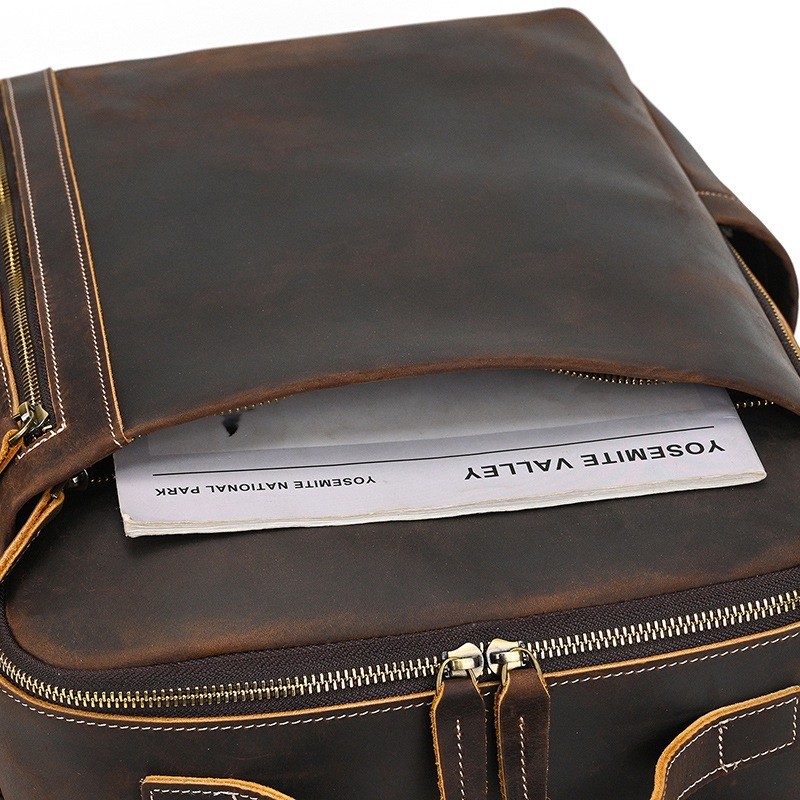 Мужской кожаный рюкзак Portland темно-коричневый - 12 фото