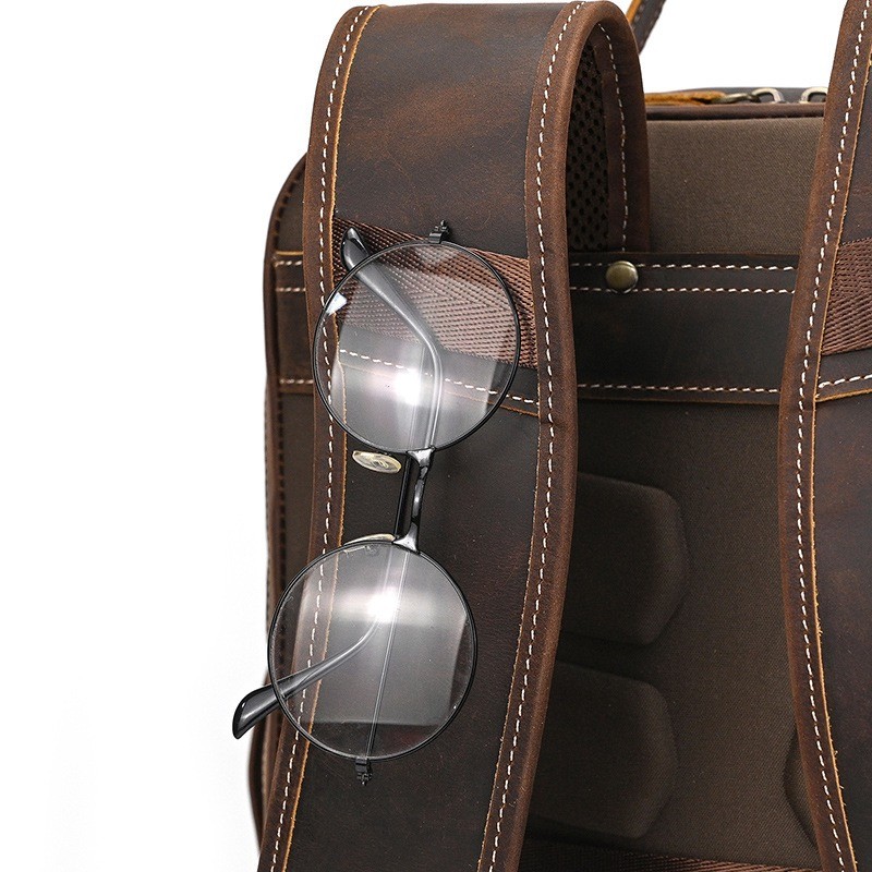 Мужской кожаный рюкзак Portland темно-коричневый - 13 фото