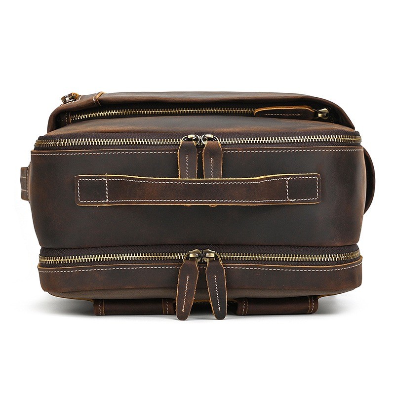 Мужской кожаный рюкзак Portland темно-коричневый - 10 фото