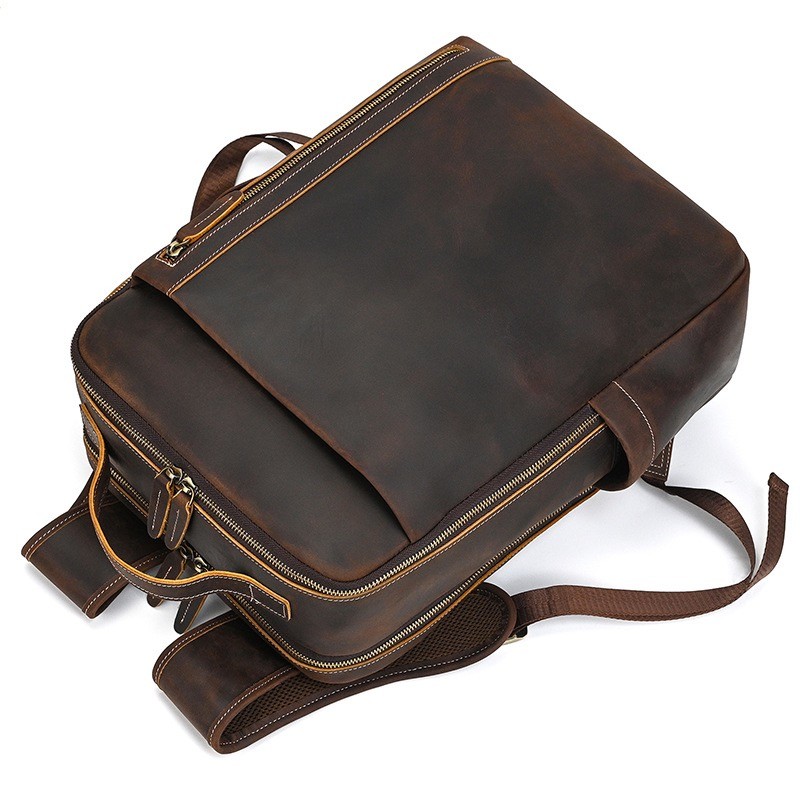 Чоловічий рюкзак шкіряний Portland темно-коричневий - 20 фото