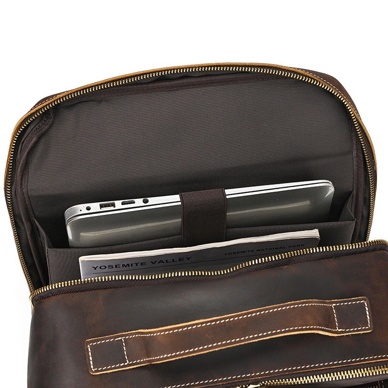 Чоловічий рюкзак шкіряний Portland темно-коричневий - 17 фото