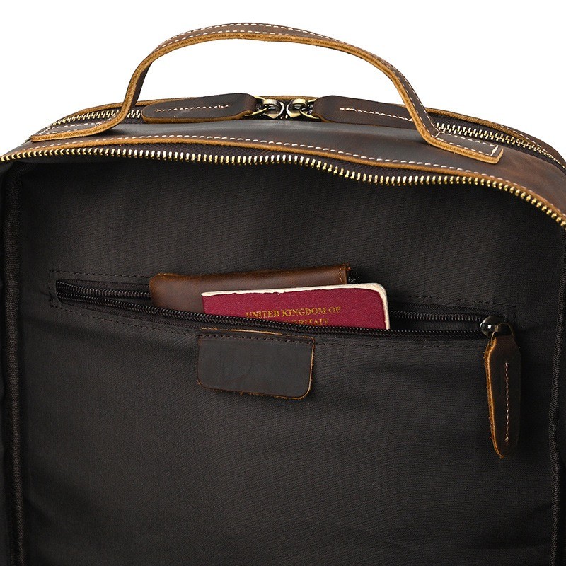 Чоловічий рюкзак шкіряний Portland темно-коричневий - 18 фото