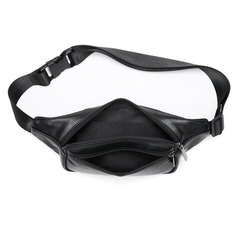 Мужская кожаная сумка бананка на пояс черная Anderson - 5 фото