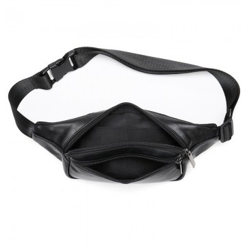 Чоловіча шкіряна сумка бананка на пояс чорна Anderson фото