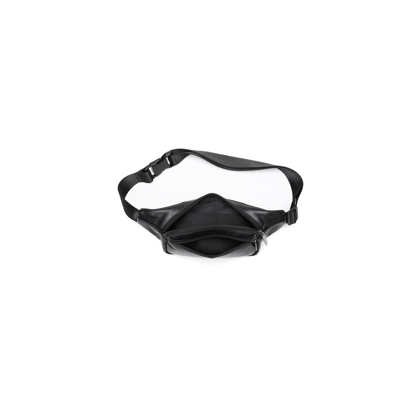 Чоловіча шкіряна сумка бананка на пояс чорна Anderson