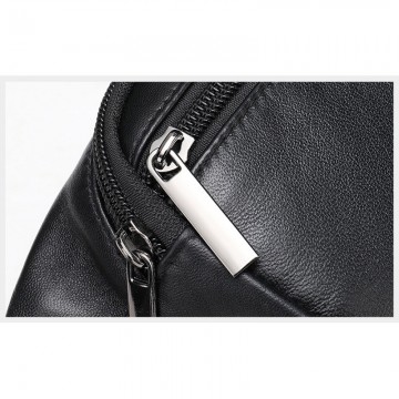 Мужская кожаная сумка бананка на пояс черная Anderson фото