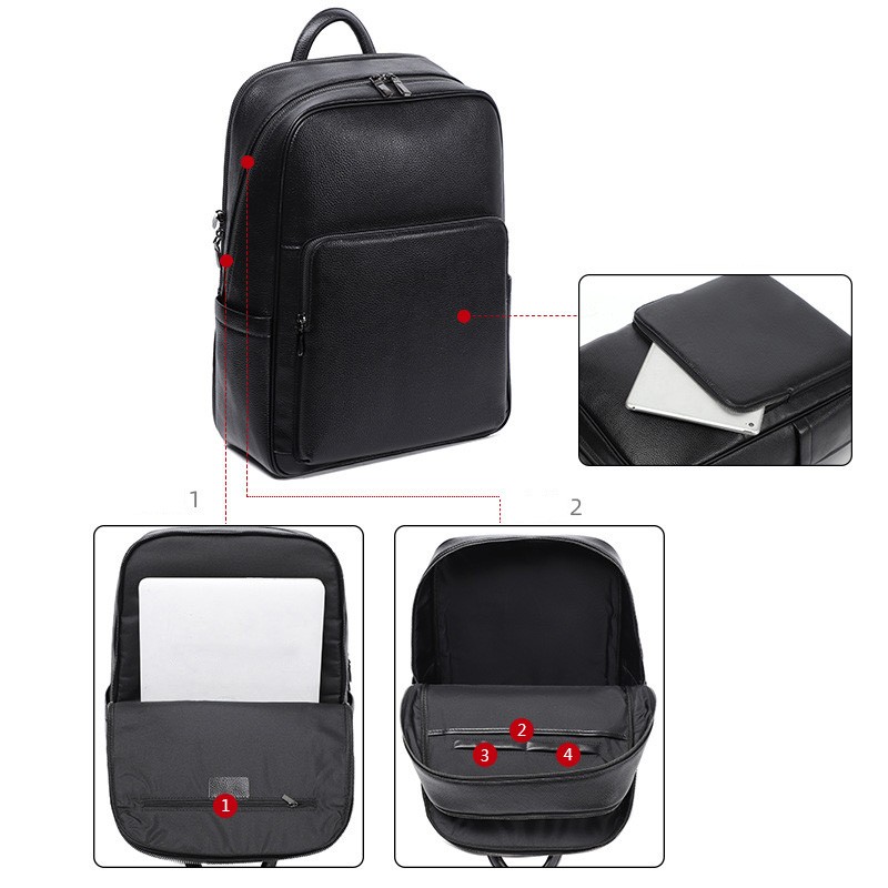 Чоловічий шкіряний рюкзак Theodore чорний - 5 фото