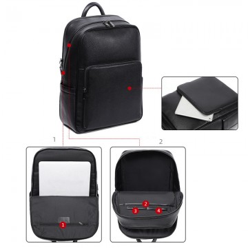 Чоловічий шкіряний рюкзак Theodore чорний фото