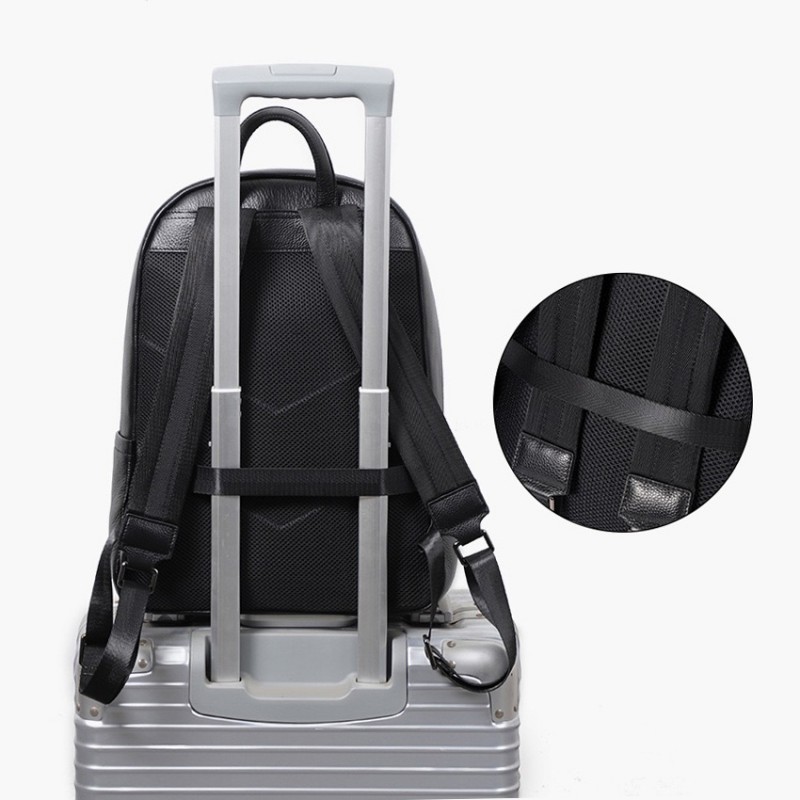 Мужской кожаный рюкзак Haddon черный - 6 фото