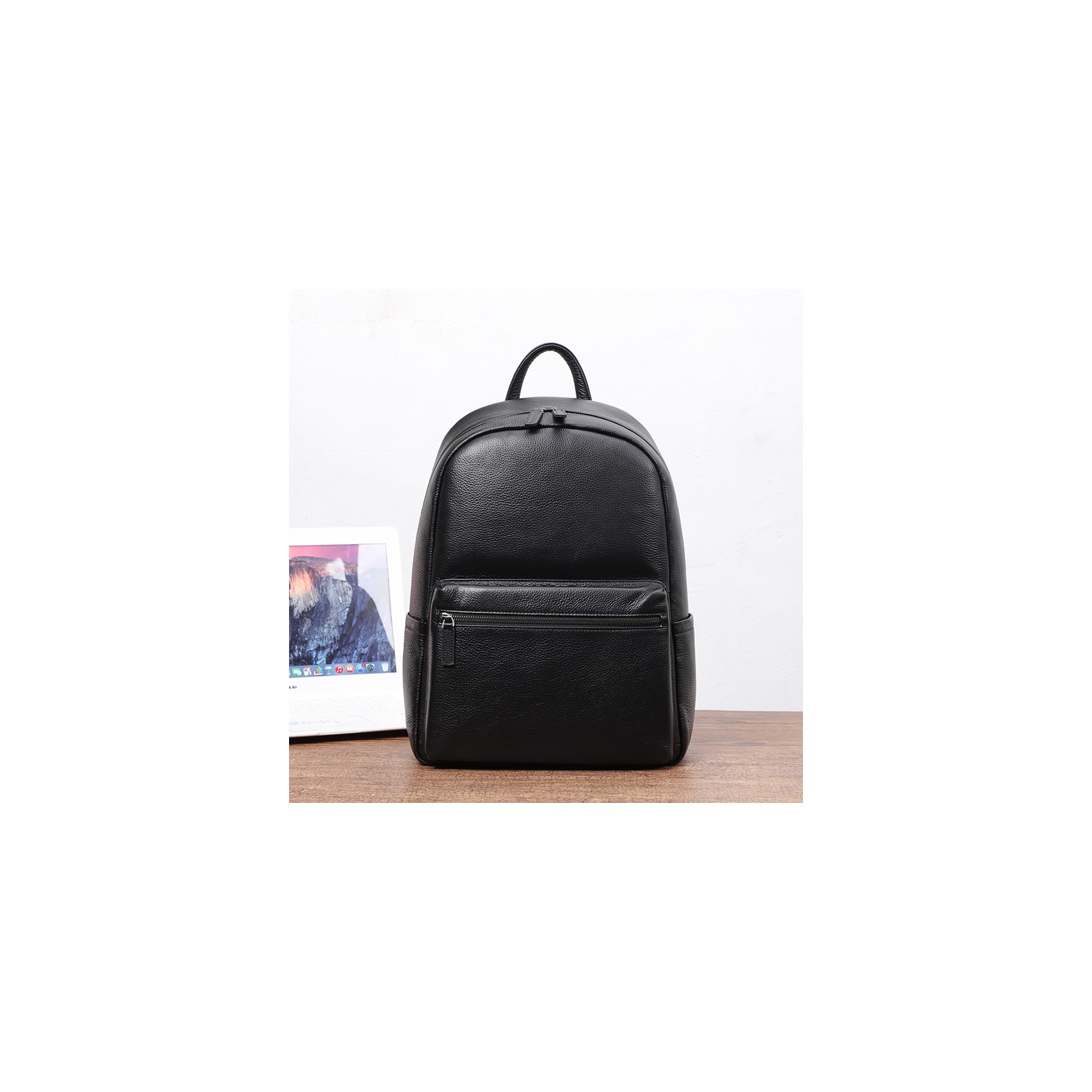 Мужской кожаный рюкзак Haddon черный