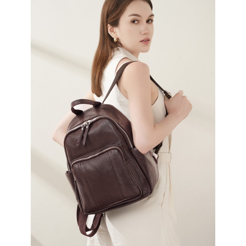Женский кожаный рюкзак Giulia темно-коричневый - 1 фото