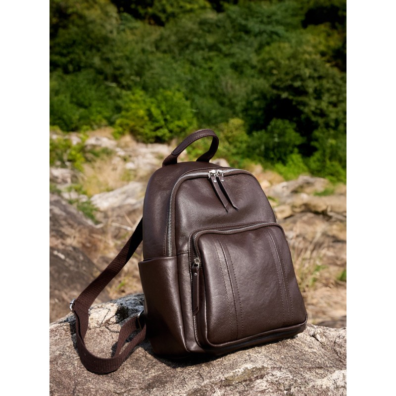 Женский кожаный рюкзак Giulia темно-коричневый - 2 фото