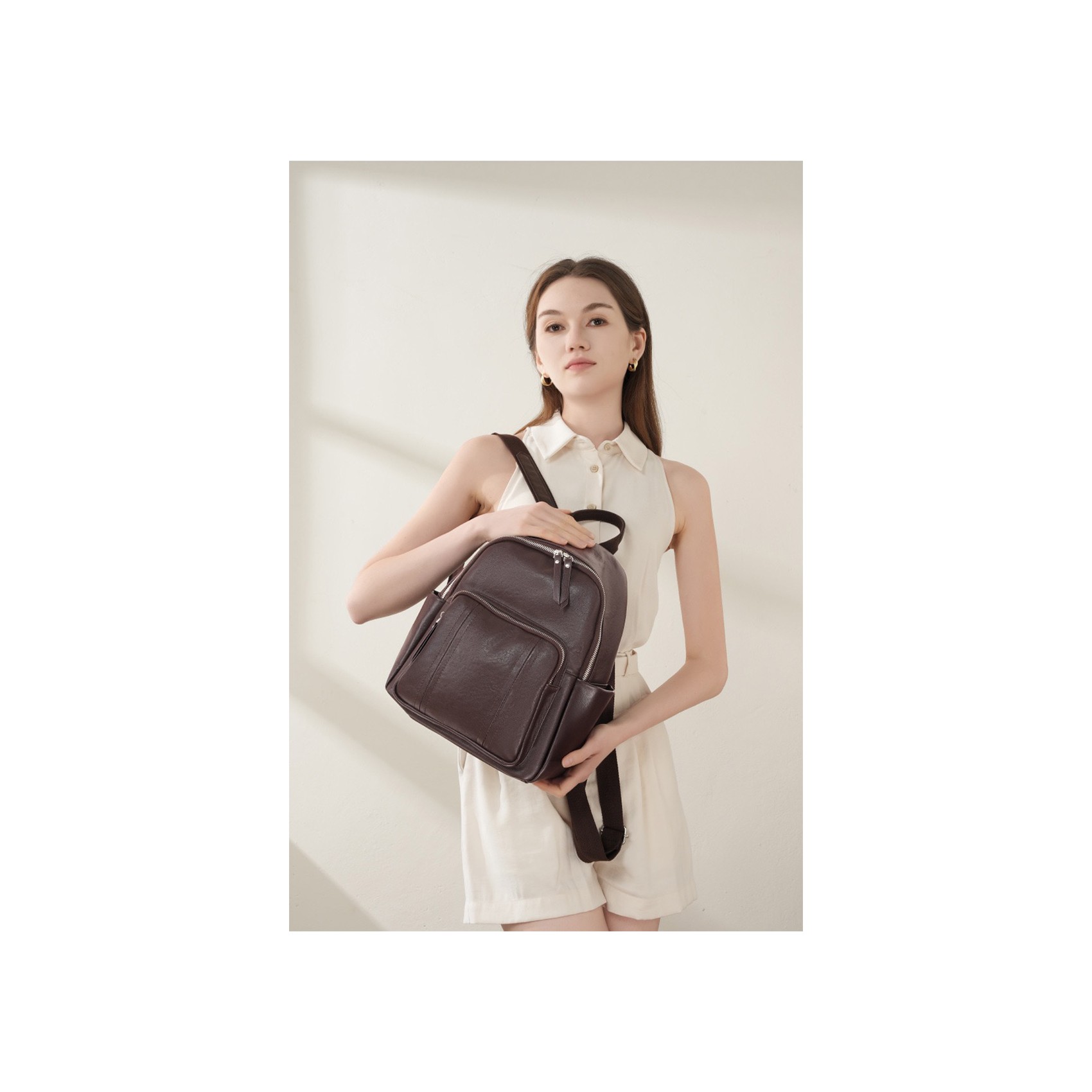 Женский кожаный рюкзак Giulia темно-коричневый