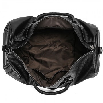 Мужская кожаная дорожная сумка Edwin черная фото