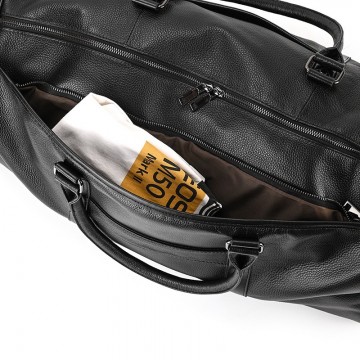 Чоловіча шкіряна дорожня сумка Edwin чорна фото