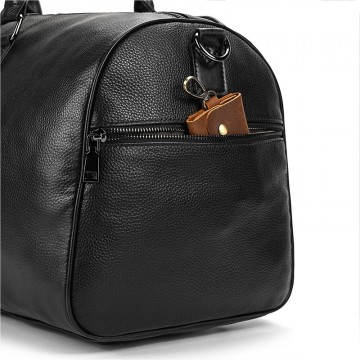 Мужская кожаная дорожная сумка Edwin черная фото