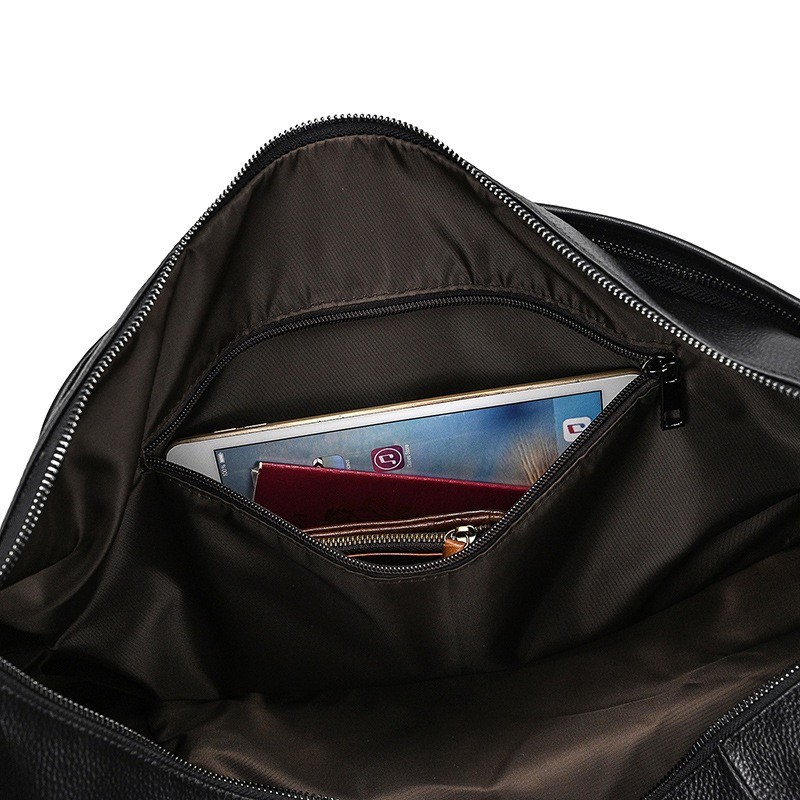 Чоловіча шкіряна дорожня сумка Edwin чорна - 17 фото