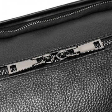 Чоловіча шкіряна дорожня сумка Edwin чорна фото