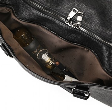 Чоловіча шкіряна дорожня сумка Edwin чорна фото