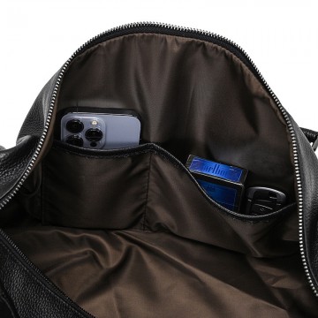 Мужская кожаная дорожная сумка Edwin черная фото