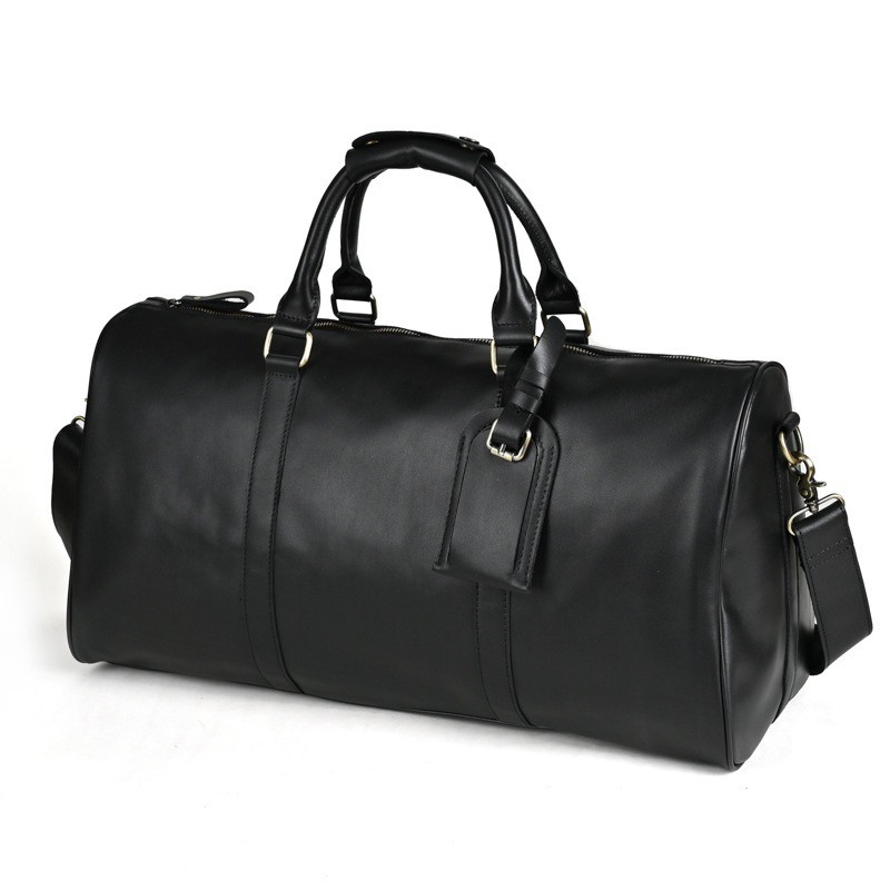 Мужская кожаная дорожная сумка Christof черная - 2 фото