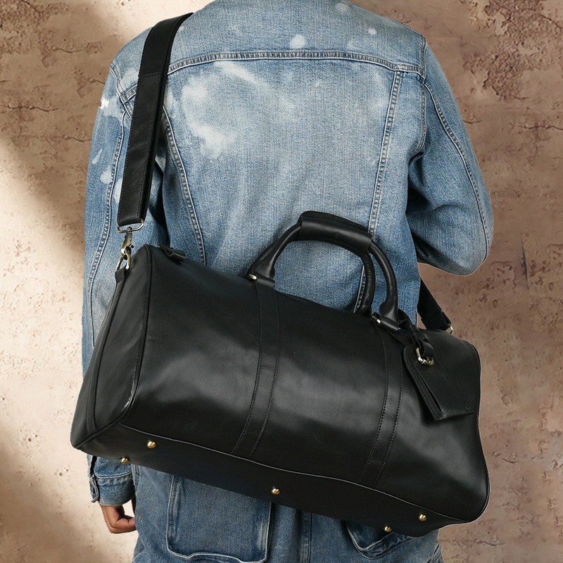 Чоловіча шкіряна дорожня сумка Christof чорна - 4 фото