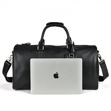 Чоловіча шкіряна дорожня сумка Christof чорна фото