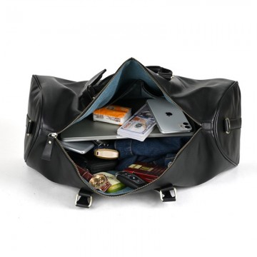 Чоловіча шкіряна дорожня сумка Christof чорна фото