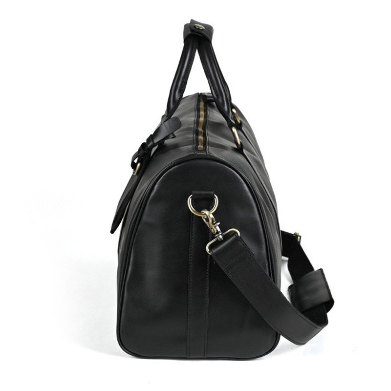 Мужская кожаная дорожная сумка Christof черная - 9 фото