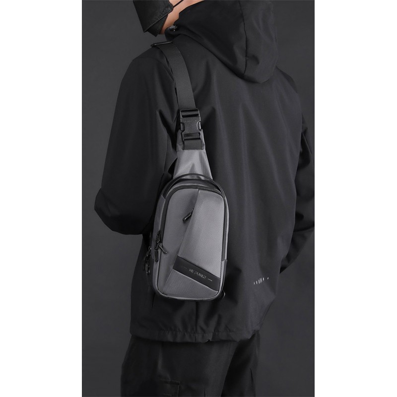 Чоловіча сумка-рюкзак слінг Simon на одне плече сіра - 2 фото