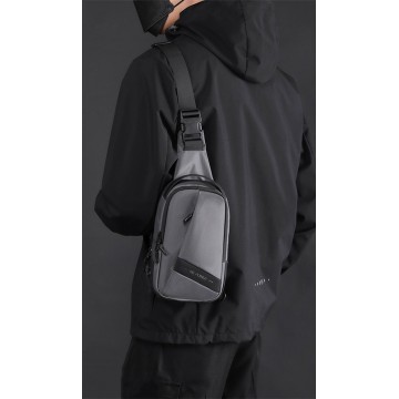 Чоловіча сумка-рюкзак слінг Simon на одне плече сіра фото