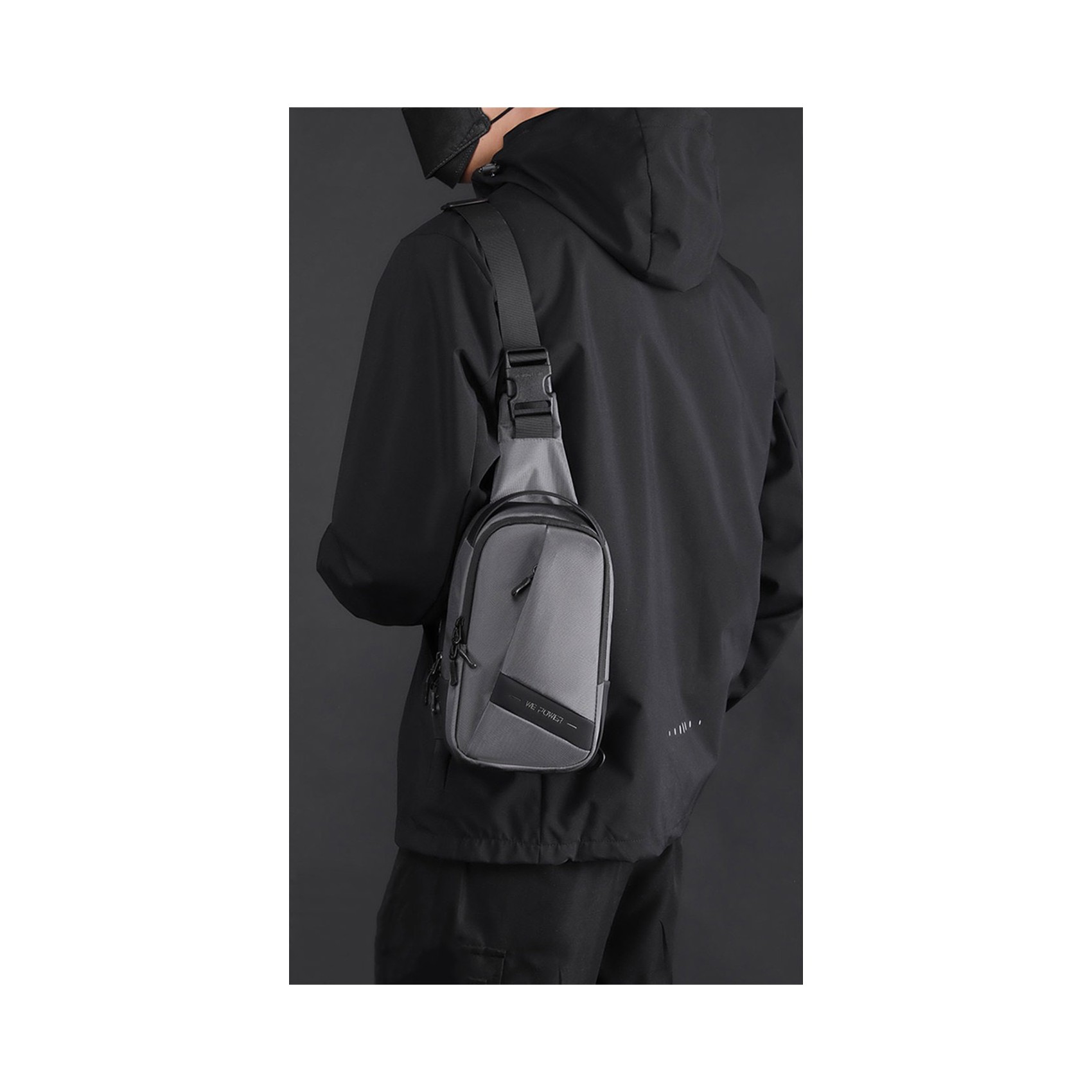 Мужская сумка-рюкзак слинг Simon на одно плечо серая