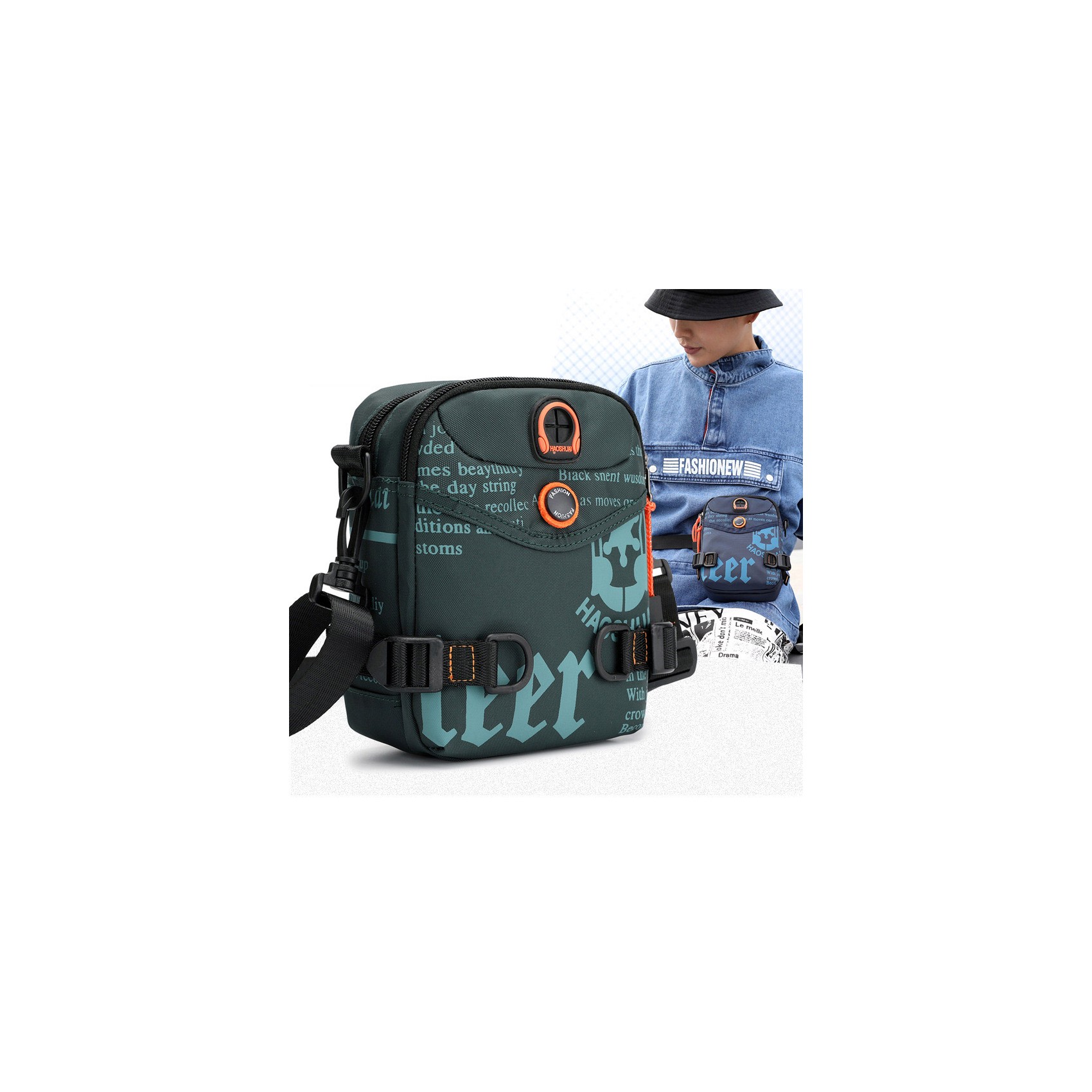 Чоловіча сумка барсетка Zack через плече бірюзова