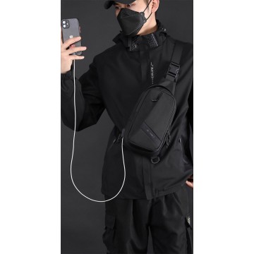 Мужская сумка-рюкзак слинг Simon на одно плечо черная фото