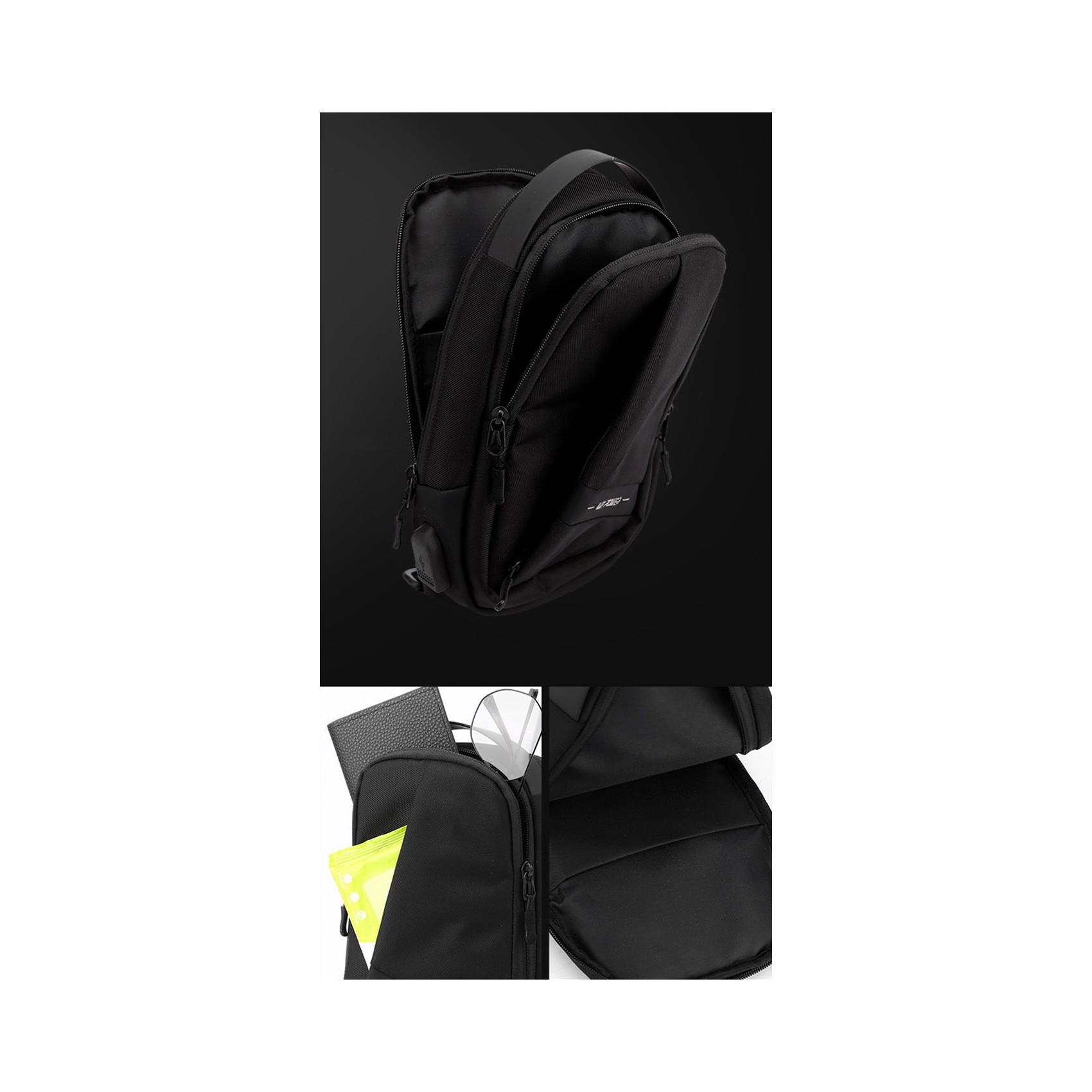 Чоловіча сумка-рюкзак слінг Simon на одне плече чорна