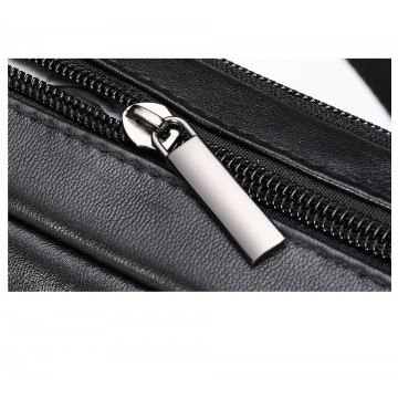 Мужская кожаная сумка бананка на пояс Linderhof черная фото