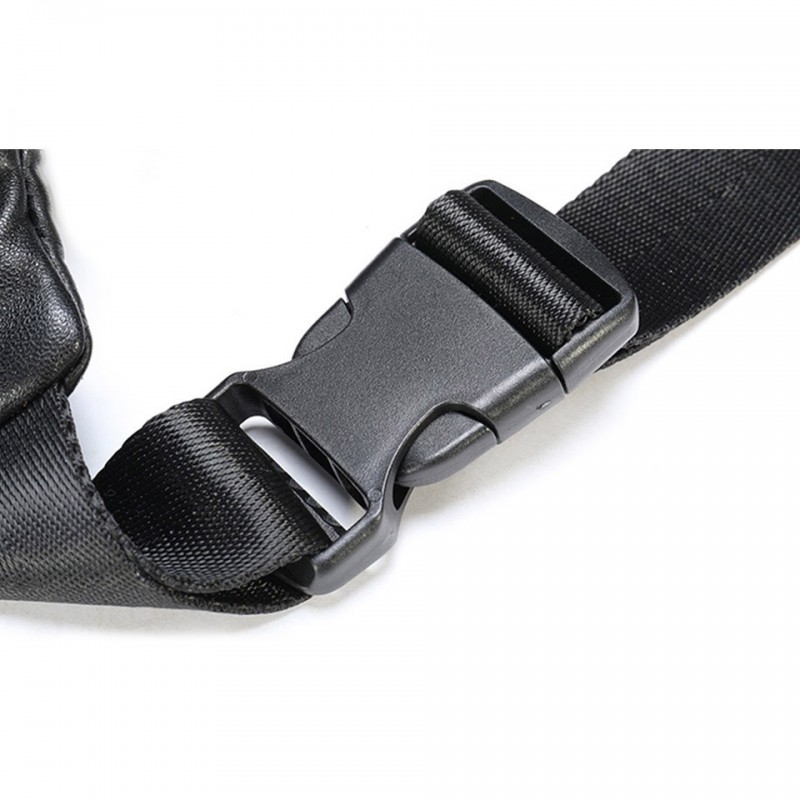 Мужская кожаная сумка бананка на пояс Linderhof черная - 6 фото