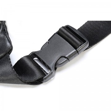 Чоловіча шкіряна сумка бананка на пояс Linderhof чорна фото