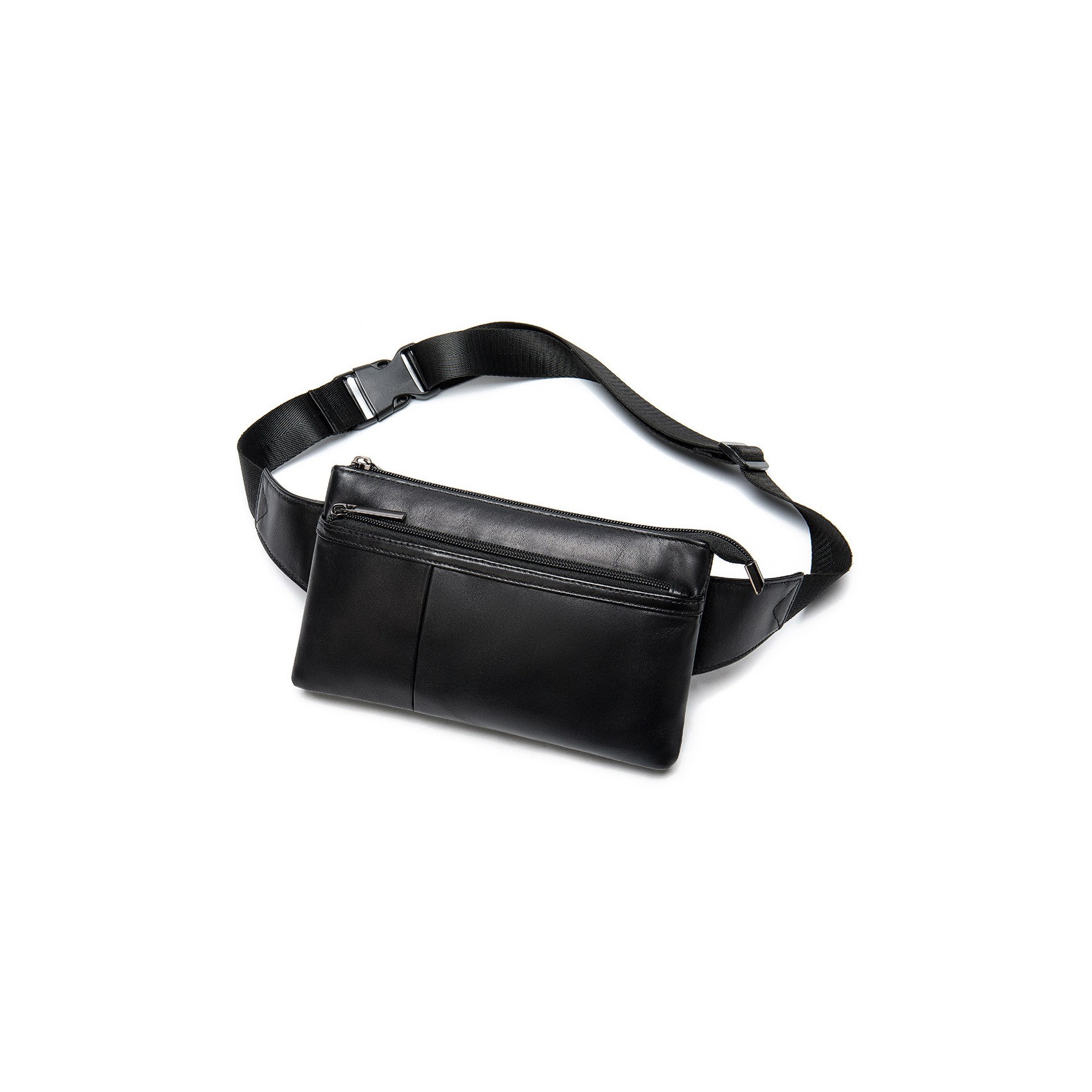 Чоловіча шкіряна сумка бананка на пояс Broadway чорна