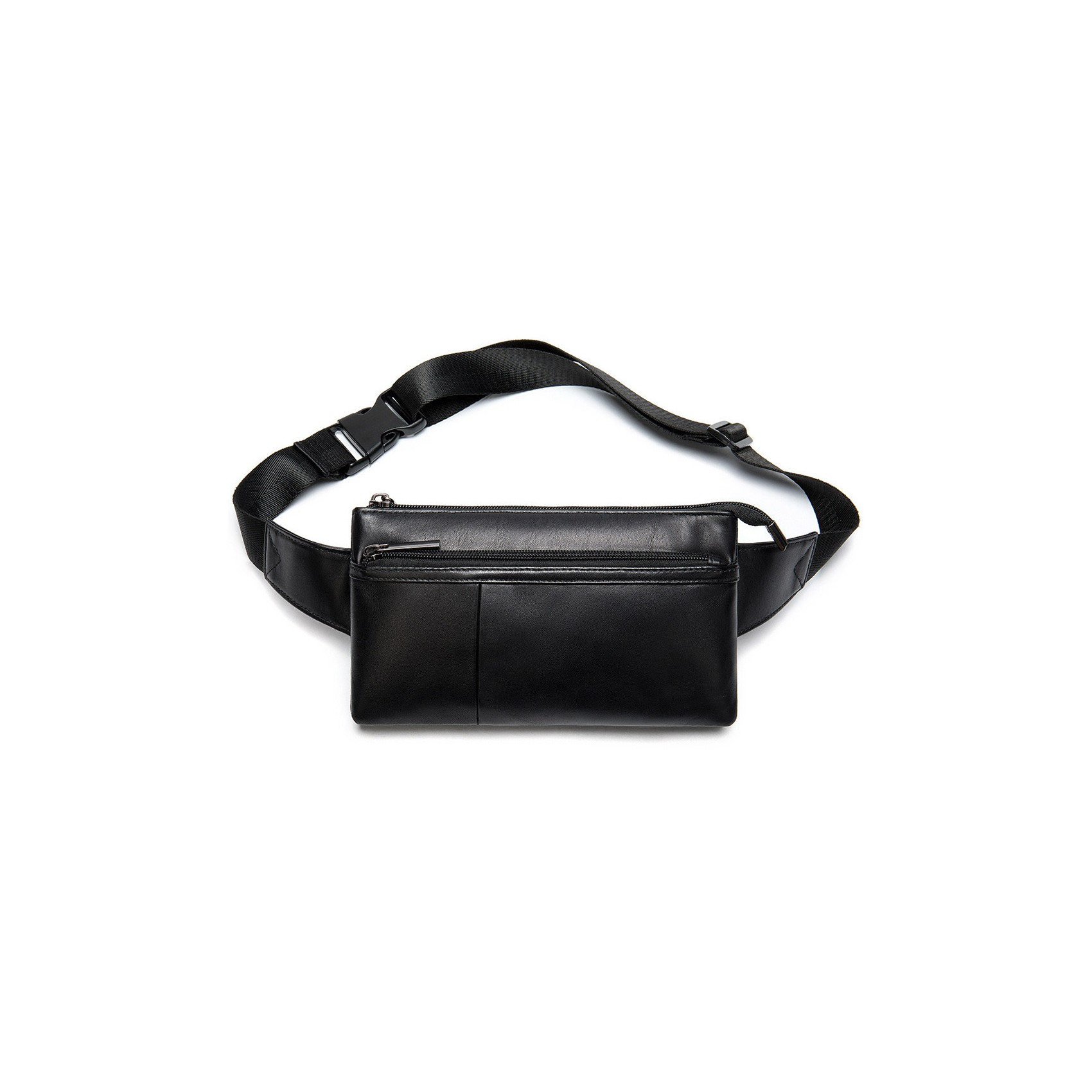 Мужская кожаная сумка бананка на пояс Broadway черная